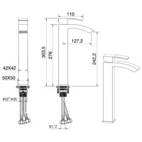 Смеситель для раковины Felice 1025 nichel 12.7x5 см