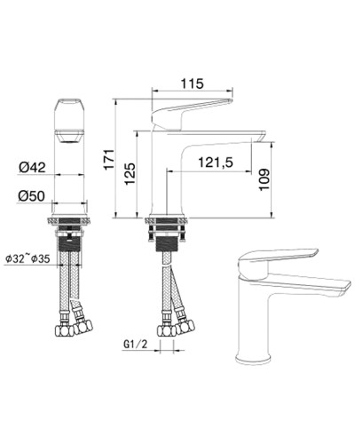 Смеситель для раковины Felice 0130 cromo 12.2x5 см