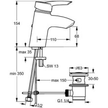 Смеситель для раковины с донным клапаном Vidima Storm B7834AA