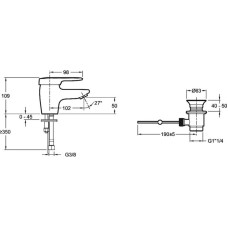 Смеситель для раковины с донным клапаном Jacob Delafon Kandel E660RU-CP