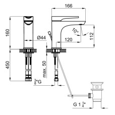 Смеситель для раковины с донным клапаном Noken Curve N199998998