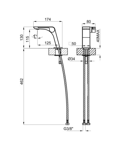 Смеситель для раковины без донного клапана Noken Oxo N113700031