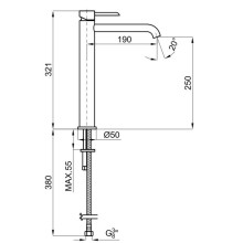 Смеситель для раковины без донного клапана Noken Round Inox N199998856