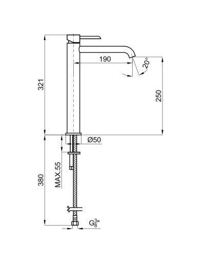 Смеситель для раковины без донного клапана Noken Round Inox N199998856
