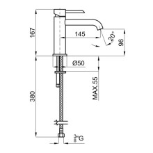 Смеситель для раковины без донного клапана Noken Round Inox N200000142