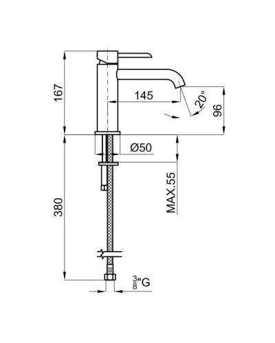 Смеситель для раковины без донного клапана Noken Round Inox N200000142