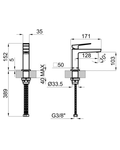 Смеситель для раковины без донного клапана Noken Square N199998870