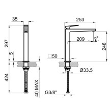 Смеситель для раковины без донного клапана Noken Square N199998871