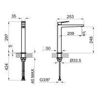 Смеситель для раковины без донного клапана Noken Square N199998923