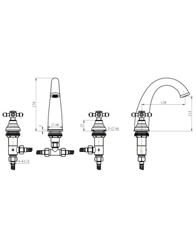 Смеситель для раковины Boheme Royal Cristal 297-Royal/CRST black