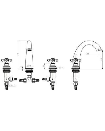 Смеситель для раковины Boheme Camelia 317-Camelia