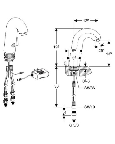 Смеситель для раковины Geberit HyTronic 115.722.21.1 Хром