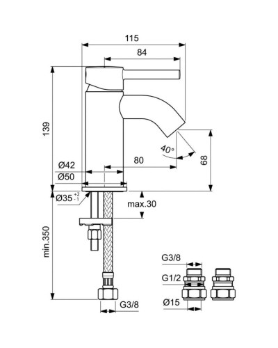 Смеситель для раковины без донного клапана Ideal Standard Ceraline BC185AA
