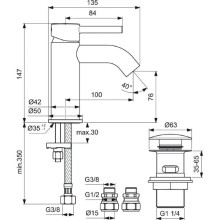 Смеситель для раковины с донным клапаном Ideal Standard Ceraline BC186AA