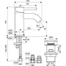 Смеситель для раковины с донным клапаном Ideal Standard Ceraline BC186AA