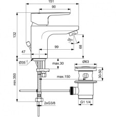 Смеситель для раковины с донным клапаном Ideal Standard Ceraplan III BC559AA