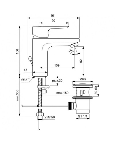 Смеситель для раковины с донным клапаном Ideal Standard Ceraplan III BC560AA