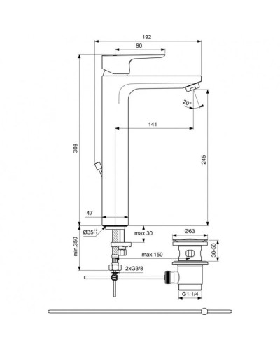 Смеситель для раковины с донным клапаном Ideal Standard Ceraplan III BC561AA