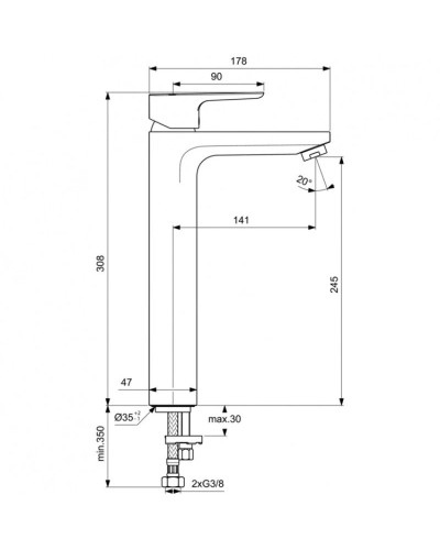Смеситель для раковины без донного клапана Ideal Standard Ceraplan III BC562AA