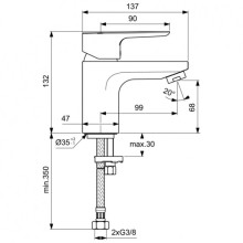 Смеситель для раковины без донного клапана Ideal Standard Ceraplan III BC563AA