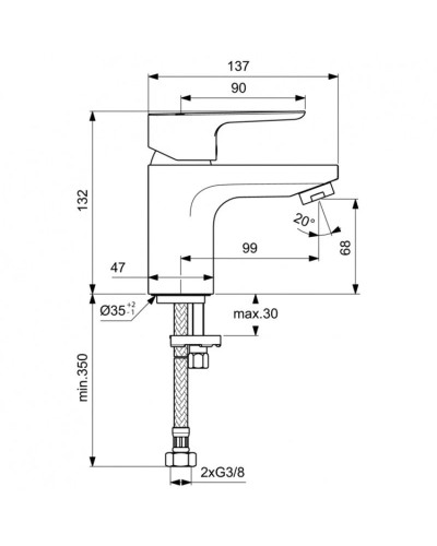 Смеситель для раковины без донного клапана Ideal Standard Ceraplan III BC563AA