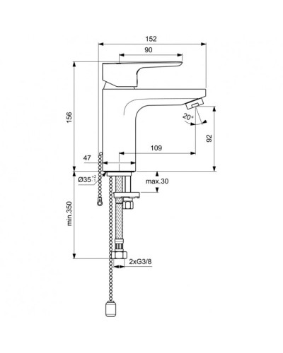 Смеситель для раковины с цепочкой Ideal Standard Ceraplan III BC568AA