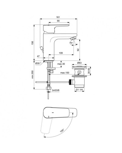 Смеситель для раковины с донным клапаном CoolStart Ideal Standard Ceraplan III BC570AA