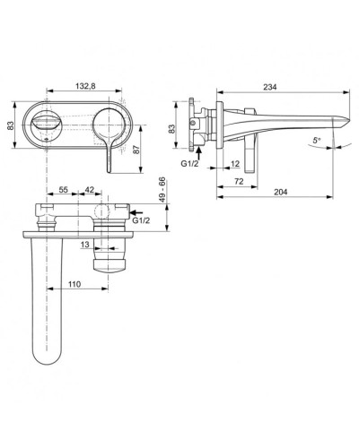 Смеситель для раковины без донного клапана Ideal Standard Melange A5591AA