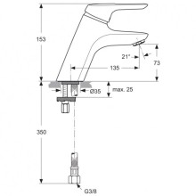Смеситель для раковины без донного клапана Ideal Standard Ceramix Blue A5647AA
