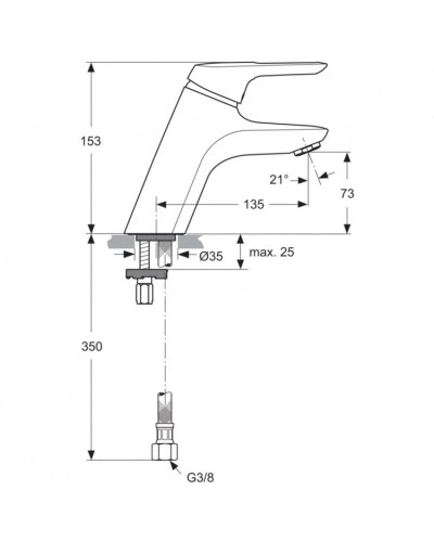 Смеситель для раковины без донного клапана Ideal Standard Ceramix Blue A5647AA