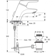 Смеситель для раковины с донным клапаном Ideal Standard Ceramix Blue A5651AA