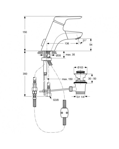 Смеситель для раковины с донным клапаном Ideal Standard Ceramix Blue A5654AA