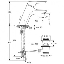 Смеситель для раковины с донным клапаном Ideal Standard Ceramix Blue A5658AA
