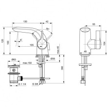 Смеситель для раковины с донным клапаном Ideal Standard Melange A6117AA