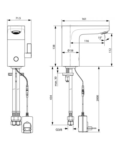Инфракрасная электроника для раковины со смешиванием Ideal Standard Ceraplus A6146AA