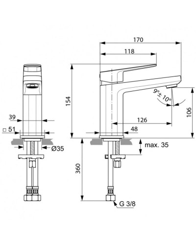 Смеситель для раковины без донного клапана Ideal Standard Tonic II A6327AA