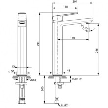 Смеситель для раковины без донного клапана Ideal Standard Tonic II A6329AA