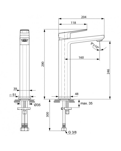 Смеситель для раковины без донного клапана Ideal Standard Tonic II A6329AA