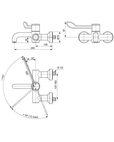 Термостат для раковины без донного клапана Ideal Standard Ceraplus 2.0 A6691AA