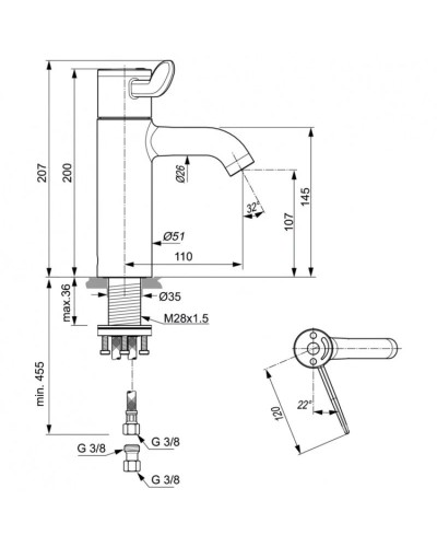 Термостат для раковины без донного клапана Ideal Standard Ceraplus 2.0 A6692AA