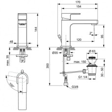 Смеситель для раковины с донным клапаном CoolStart Ideal Standard Edge A7102AA