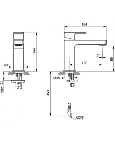 Смеситель для раковины без донного клапана Ideal Standard Edge A7103AA