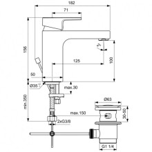 Смеситель для раковины с донным клапаном Ideal Standard Edge A7104AA