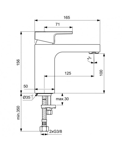 Смеситель для раковины без донного клапана Ideal Standard Edge A7105AA
