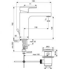Смеситель для раковины с донным клапаном Ideal Standard Edge A7109AA