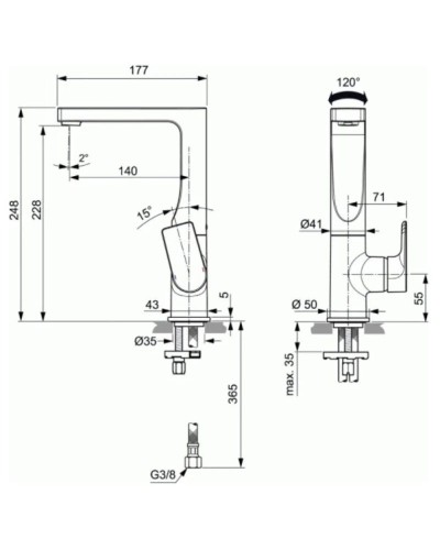 Смеситель для раковины без донного клапана Ideal Standard Edge A7111AA