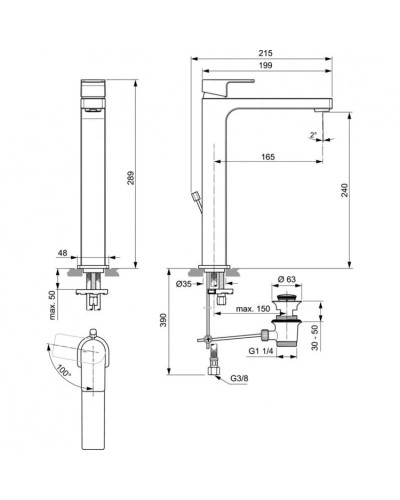Смеситель для раковины с донным клапаном CoolStart Ideal Standard Edge A7113AA