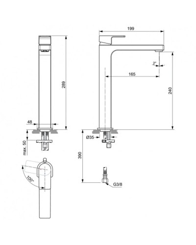 Смеситель для раковины без донного клапана CoolStart Ideal Standard Edge A7115AA