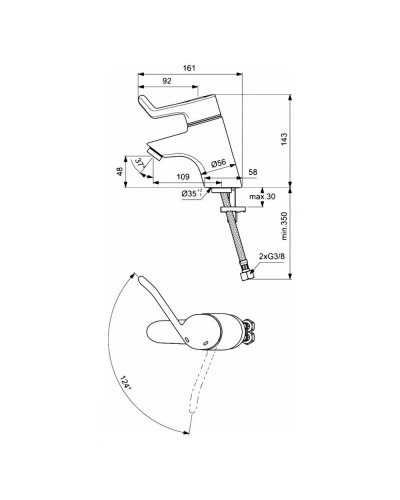Смеситель для раковины без донного клапана Ideal Standard Ceraplus B8220AA