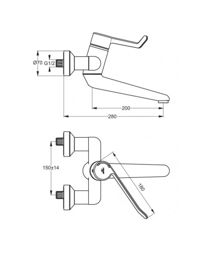 Смеситель для раковины без донного клапана Ideal Standard Ceraplus B8224AA